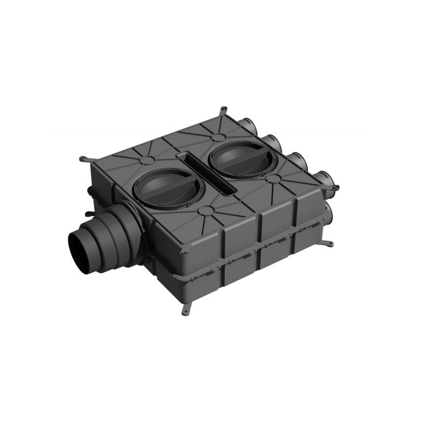 Wolf Luftverteiler DN125-180 8 Stutzen DN75 4 Verschlusskappen Kunststoff antistatisch antibakteriell 2577595