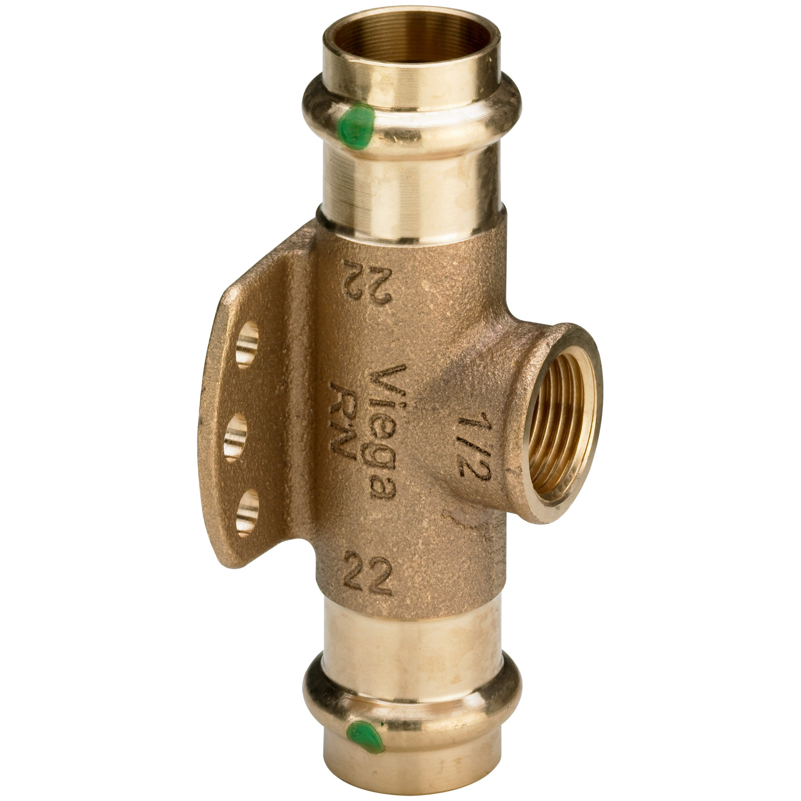 Viega Wandscheiben-T-Stück Sanpress 2217.3 22x1-2x22mm SC-Contur Siliziumbronze EPDM 625726