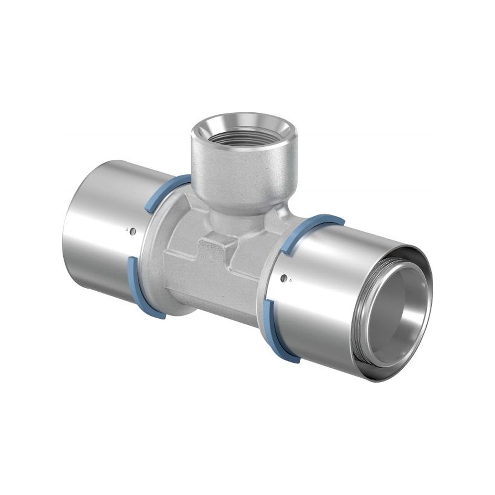 Uponor S-Press T-Stück 40 mm DN20 3/4 Zoll IG Edelstahlpresshülse Messing verzinnt 1046923