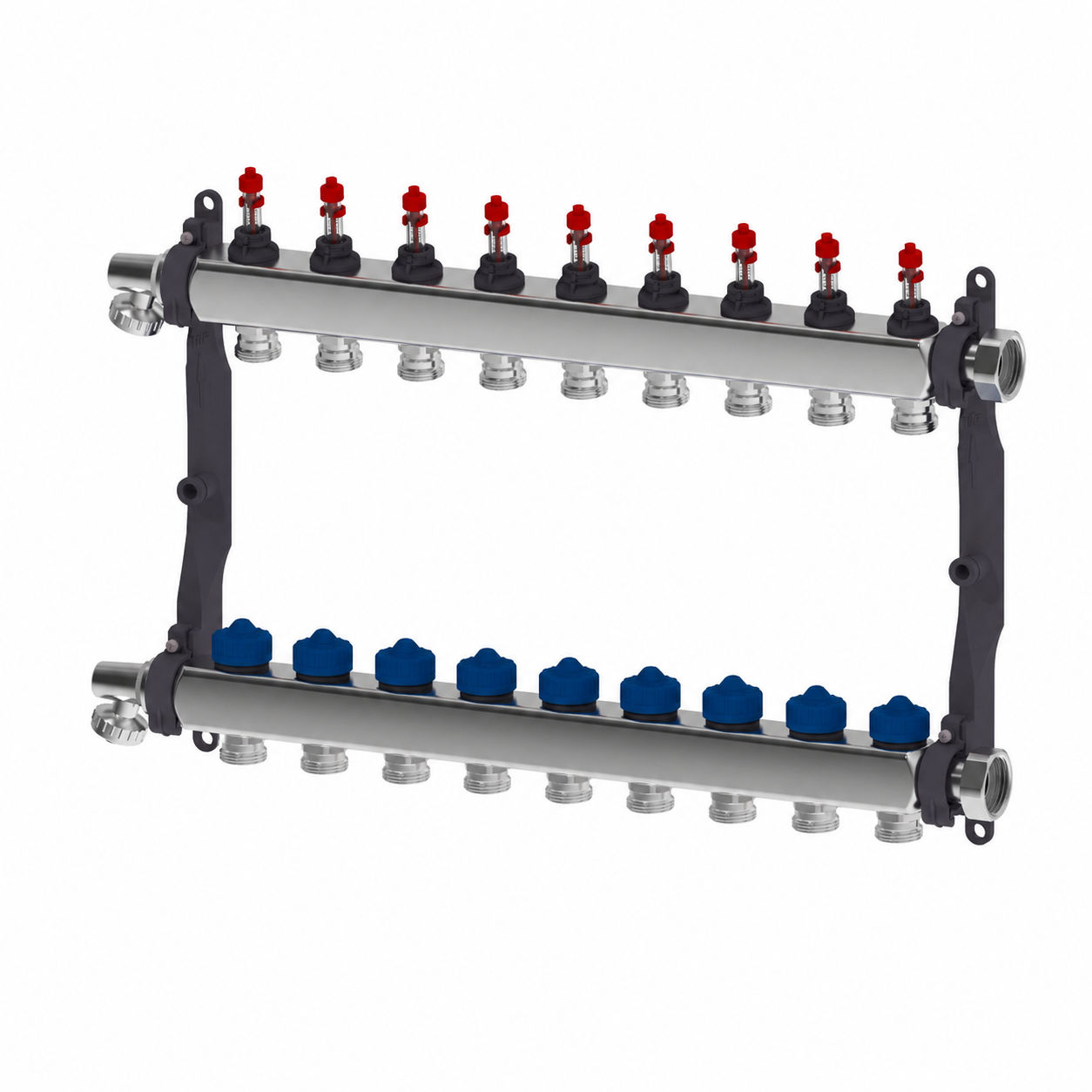 Roth Heizkreisverteiler 9-Heizkreise Edelstahl mit DFA absperrbar 1135010004