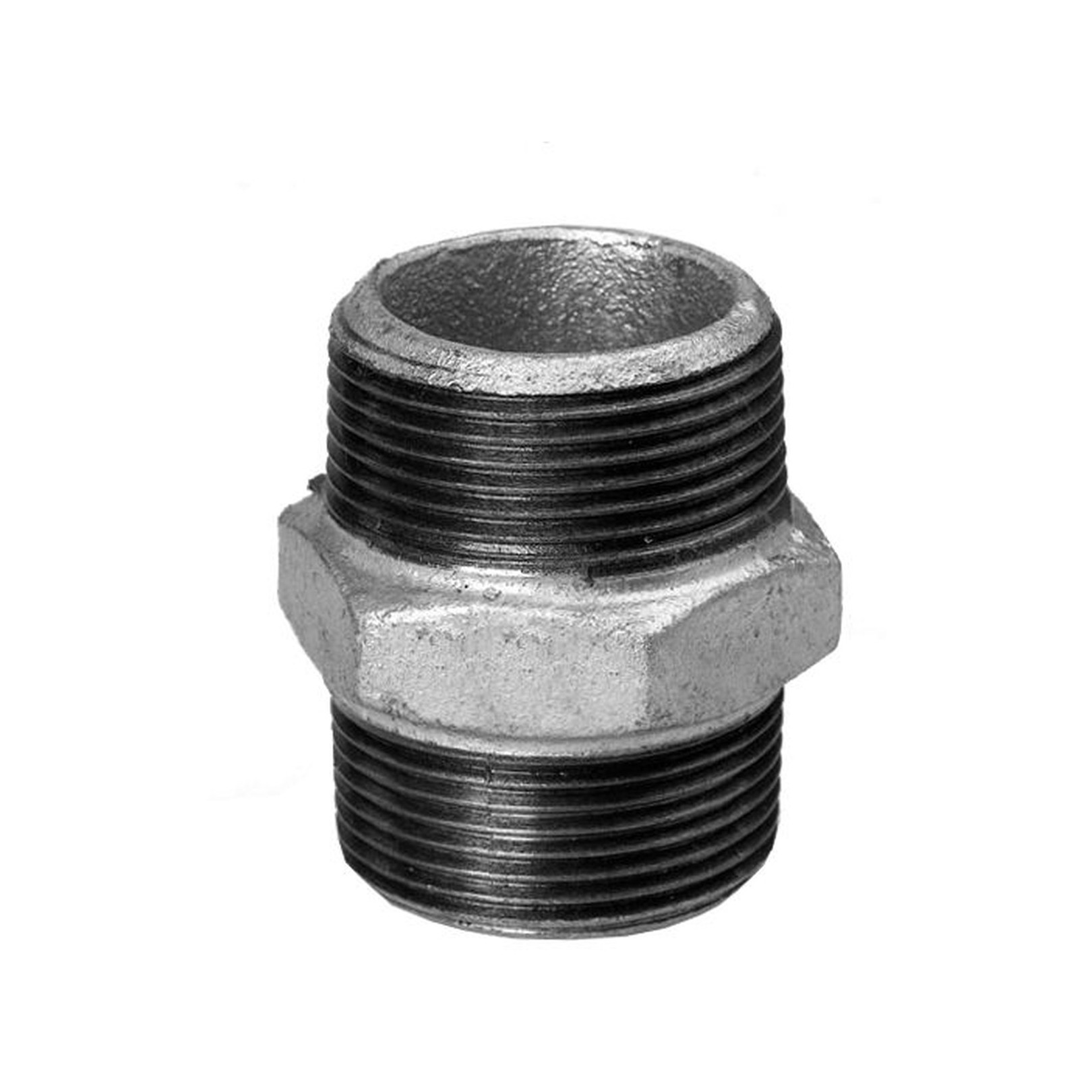 Hermann Schmidt Temperguss Doppelnippel DN 40 1 1/2 Zoll Aussengewinde verzinkt 13280040