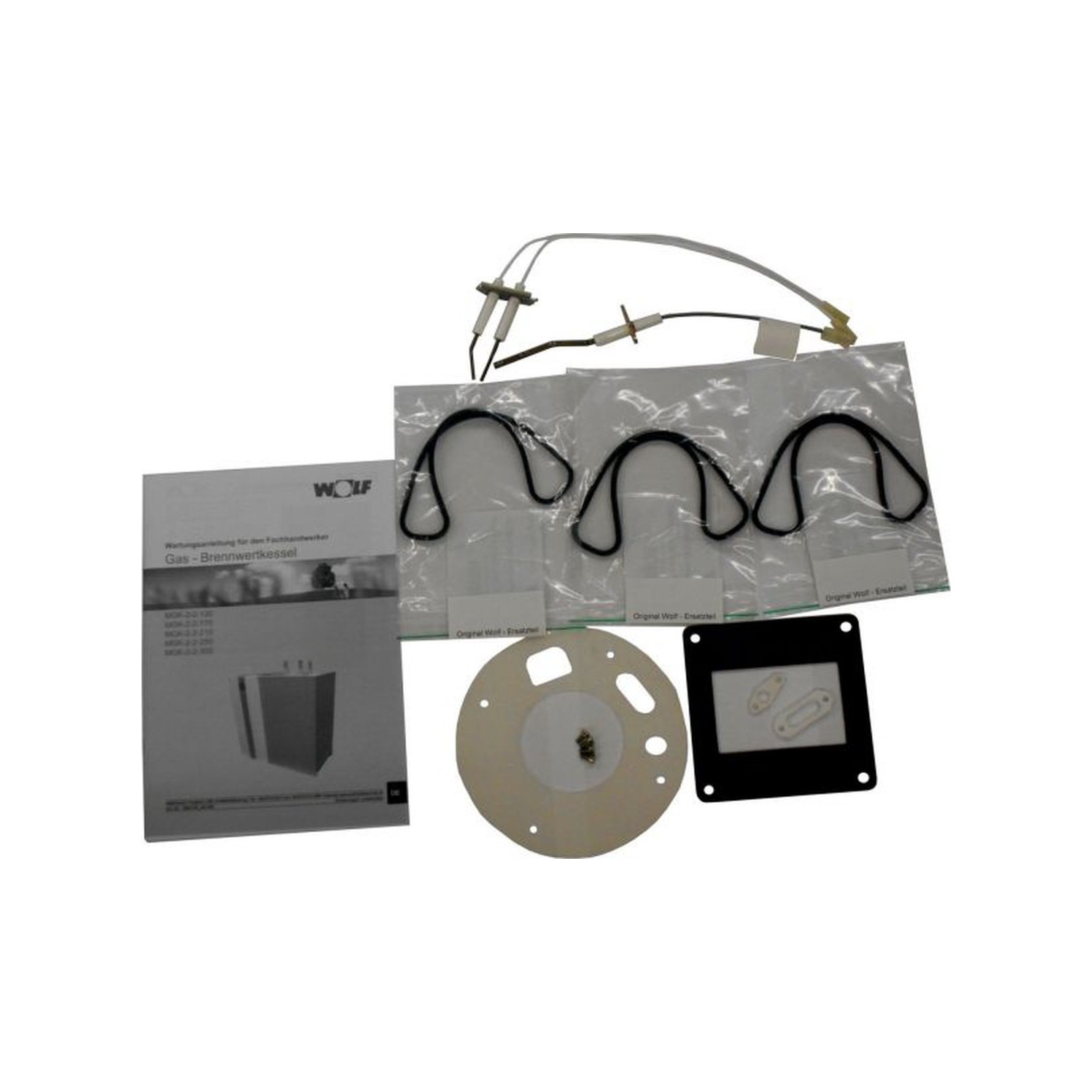 Wolf Wartungsset Gasbrennwertkessel MGK-2 130-300 Brennerflanschdichtung Zündelektrode Überwachungselektrode 8752282