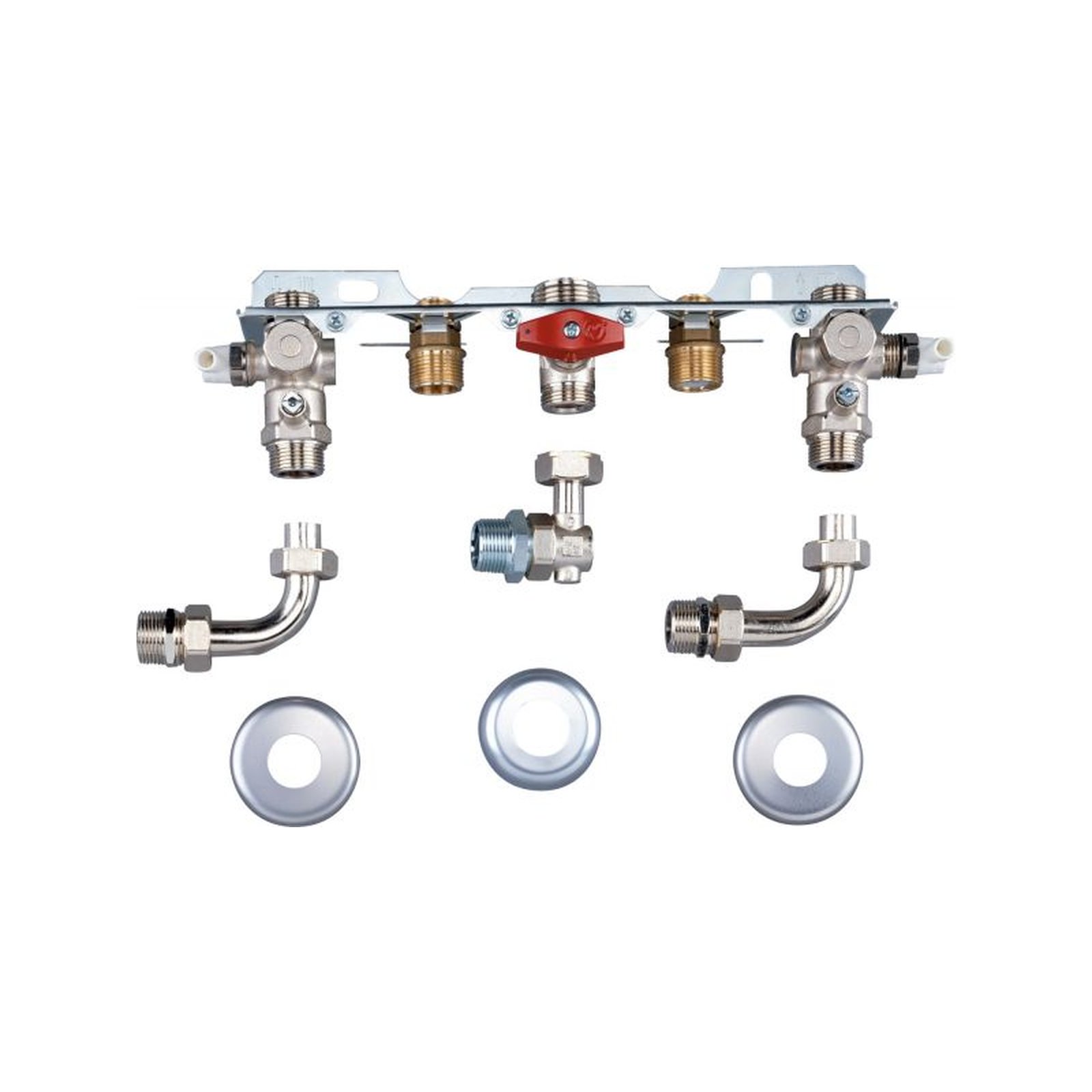 Bosch Montageanschlussplatte Unterputz Nr. 994 Speicheranschluss Wartungshähne Gashahn Rückflussverhinderer 7719002375