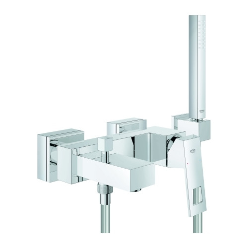 Grohe Einhebel-Wannenbatterie Eurocube 23141 Wandmontage Brausegarnitur Euphoria Cube chrom 23141000