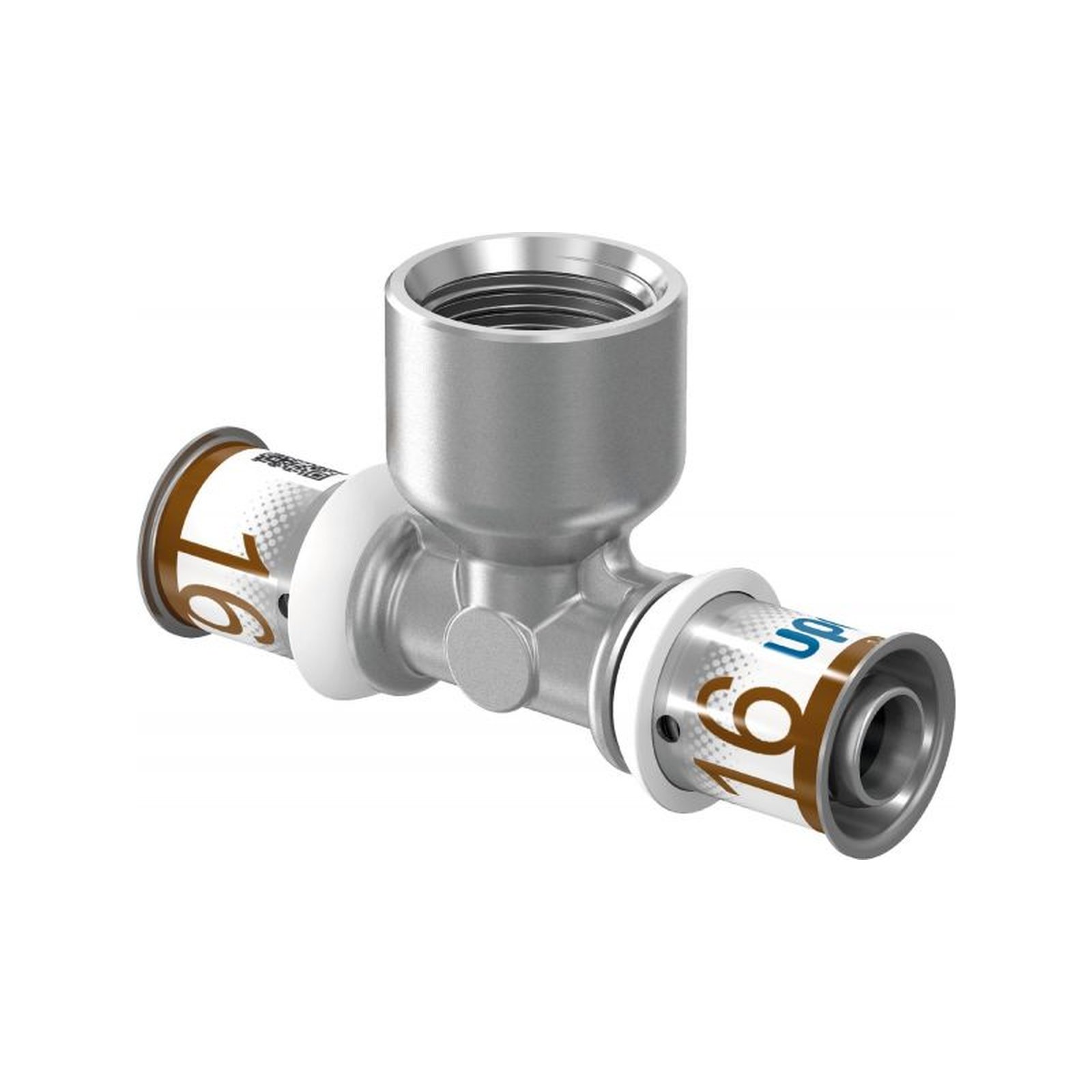 Uponor S-Press PLUS T-Stück 16mm DN15 1/2 IG Pressmuffe Messing verzinnt DVGW 1070595