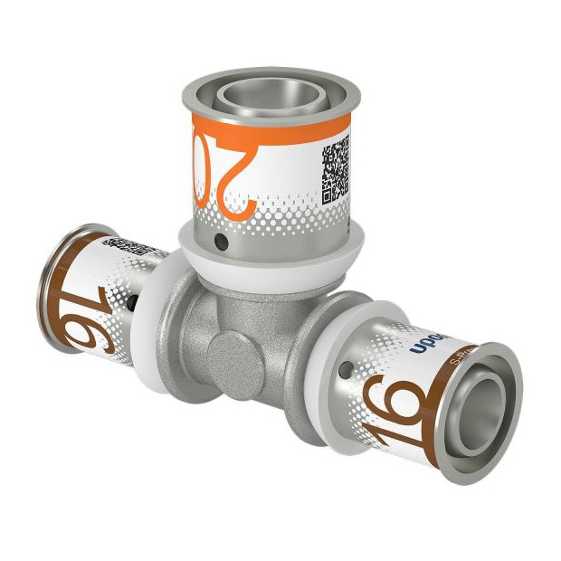 Uponor Verbundrohr Fitting S-Press PLUS T-Stück reduziert 16-20-16 Edelstahl Presshülse 1070566