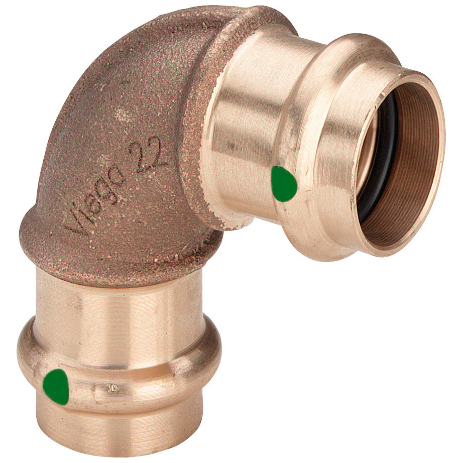 Viega Sanpress Bogen 281267 18 mm 90 Grad Rotguss Siliziumbronze SC-Contur EPDM Pressanschluss