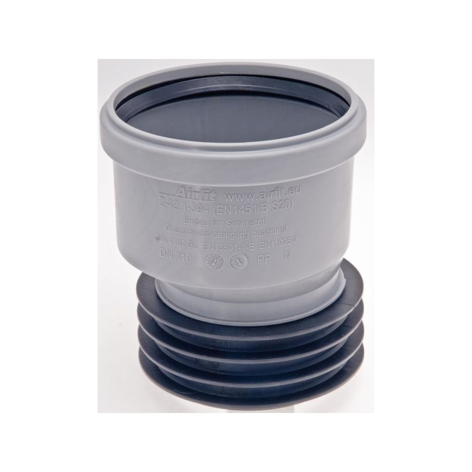 Airfit Steckmuffe PP DN110x110 exzentrisch EPDM Dichtung DIN EN 681 geprüft 111110S