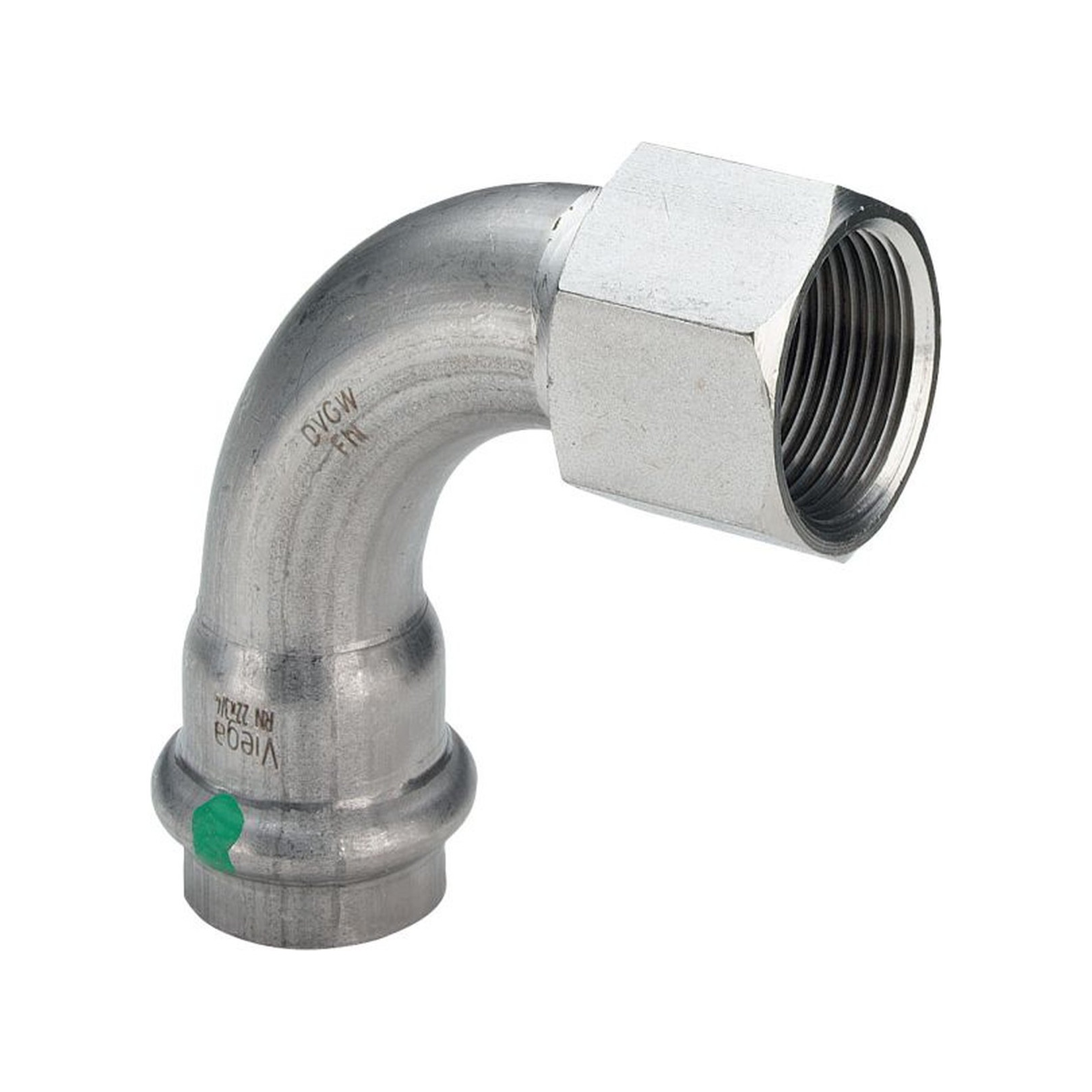 Viega Sanpress Inox Bogen 90Grad 28mmxRp1 Stahl nichtrostend SC-Contur EPDM 437121