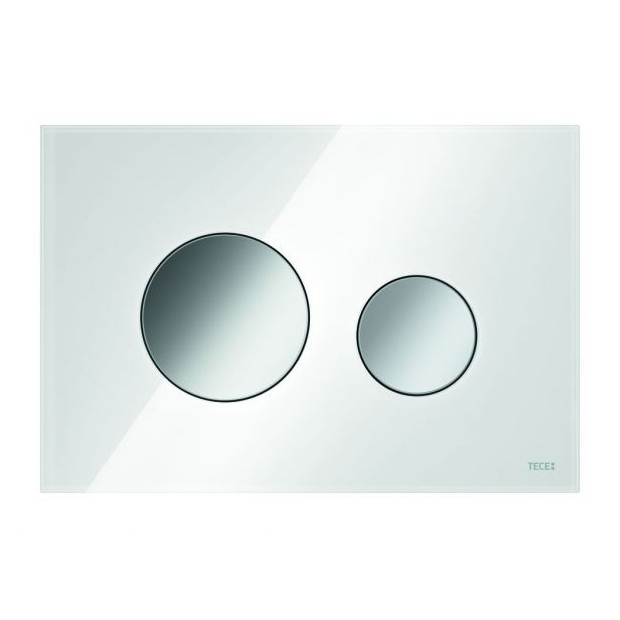 TECE Betätigungsplatte TECEloop WC Zweimengen Glas weiß glänzend Tasten Chrom glänzend 9240660