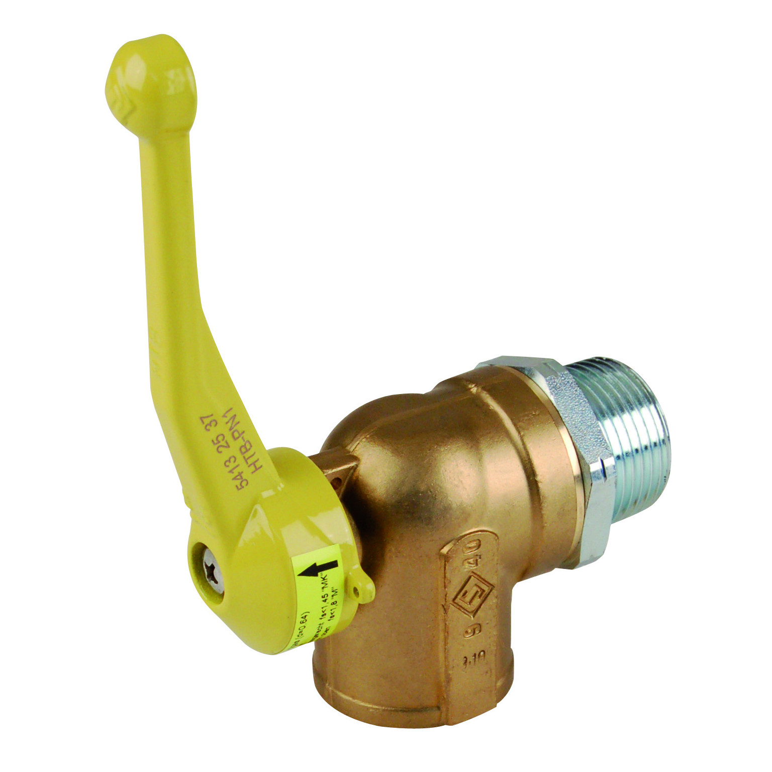 Aalberts Gas Eckkugelhahn SEPP 5413.60 DN25 6.0 cbm/h R1 x Rp1 Messing integrierter Gasströmungswächter 0210349
