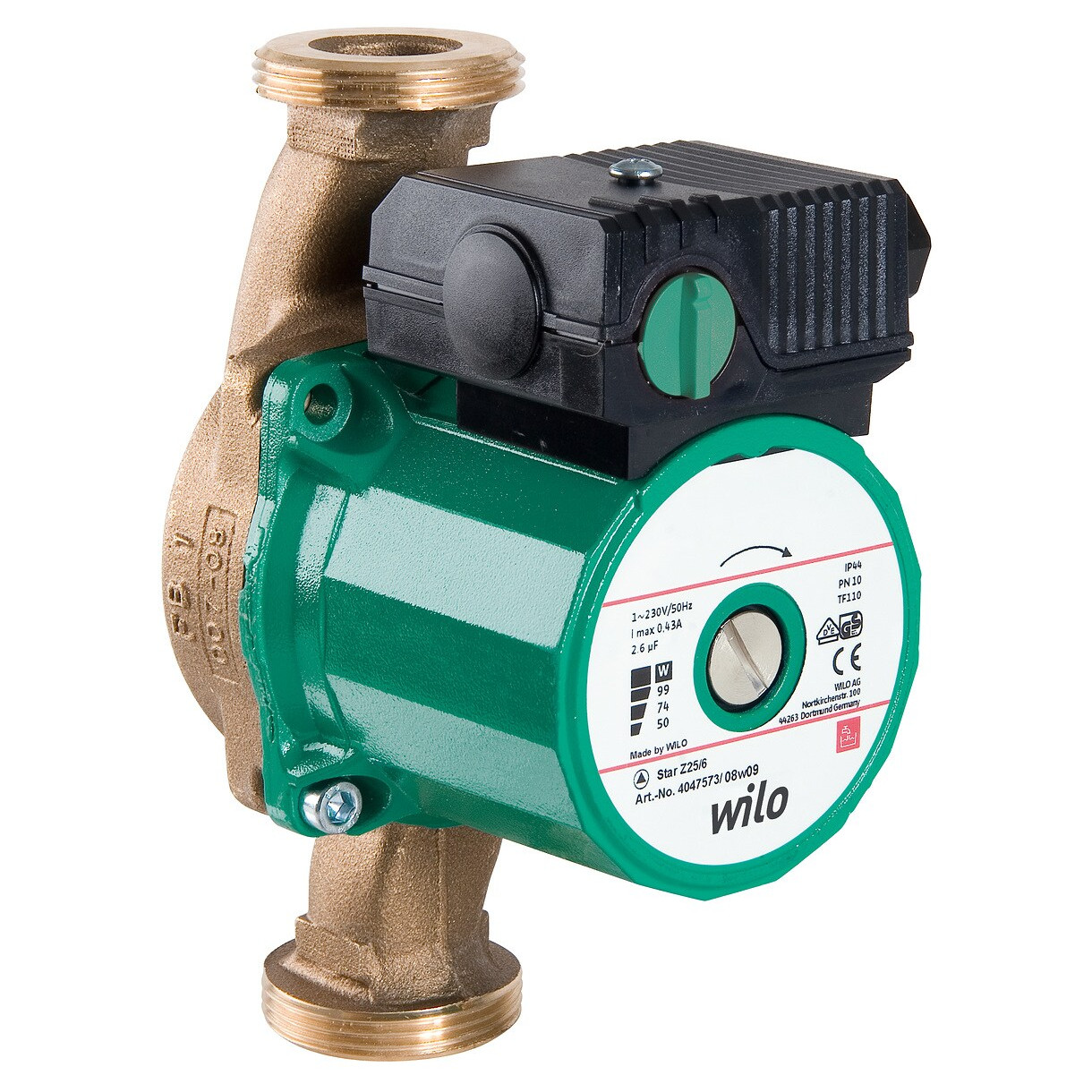 Wilo Nassläuferpumpe Star-Z 25/2 Rp1 230V 46W Bronze 4029062