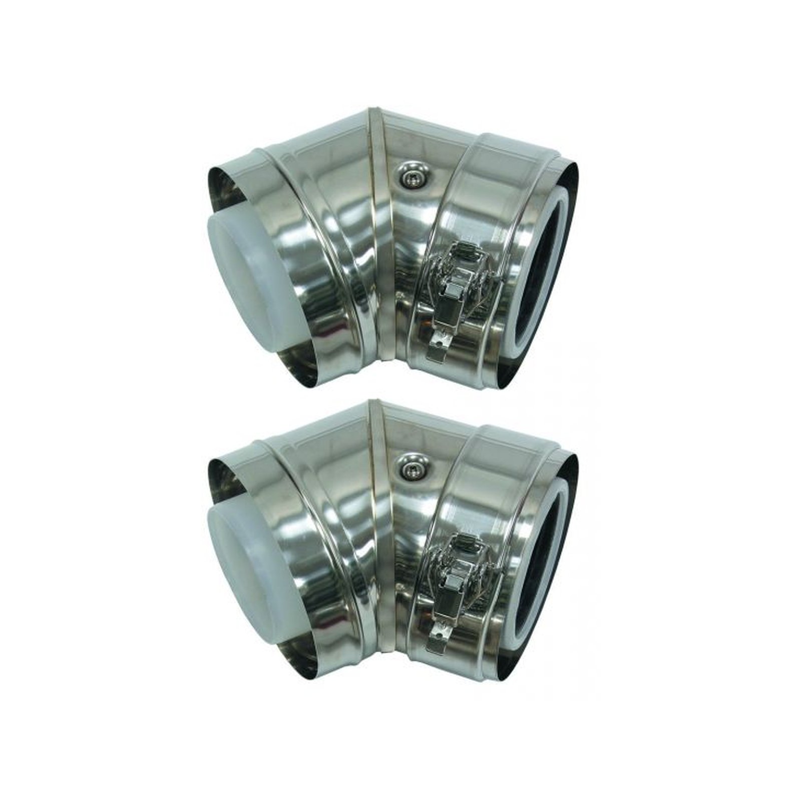 Vaillant Bogen 45 Grad 2 Stück konzentrisch 80 125 Fassadenverlegung PP Edelstahl Klemmschellen 0020042757