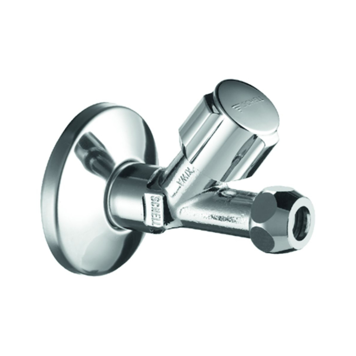 Schell Schrägsitzventil COMFORT 1/2 Zoll chrom lange Bauform Rosette 059030699