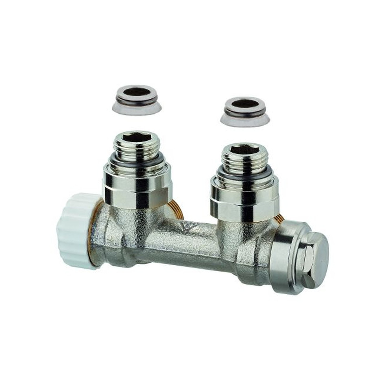 Heimeier Multilux Th-Ventil Heizkörperventil Zweirohrsystem Eckform 50 mm DN 15 DN 20 vernickelt 3851-02.000