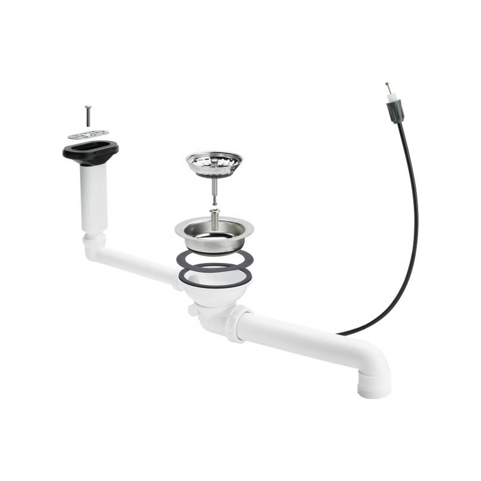 Viega Ablaufventilset 7139.163 Bowdenzugmechanik Überlauf waagerecht Edelstahl Kunststoff weiß 699871