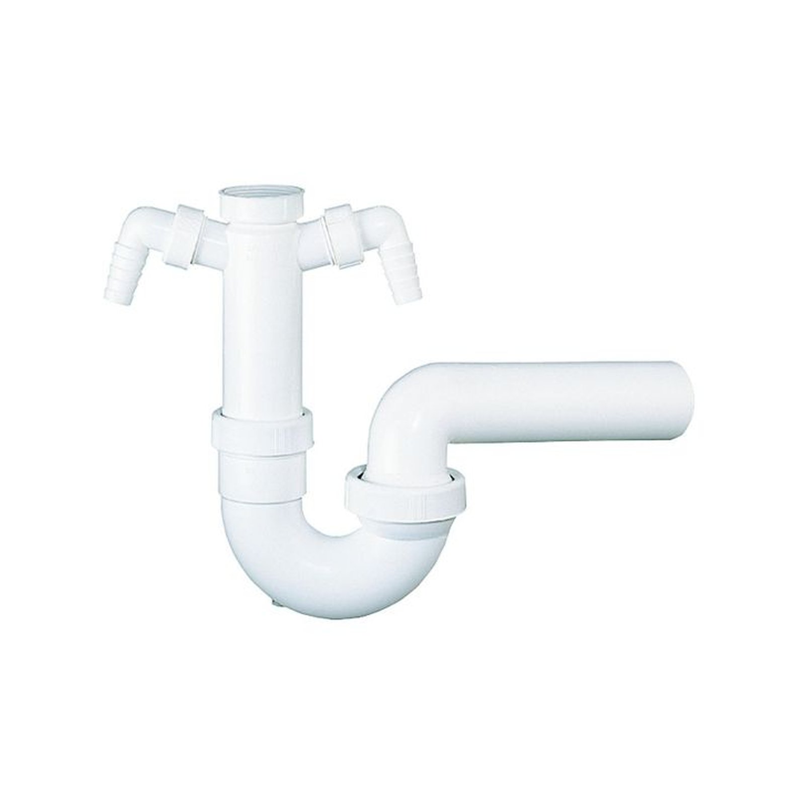 Dallmer Spülen-Röhrensiphon Typ 100/2 DN40 DN50 2 Geräteanschlüsse Kunststoff weiß 020321