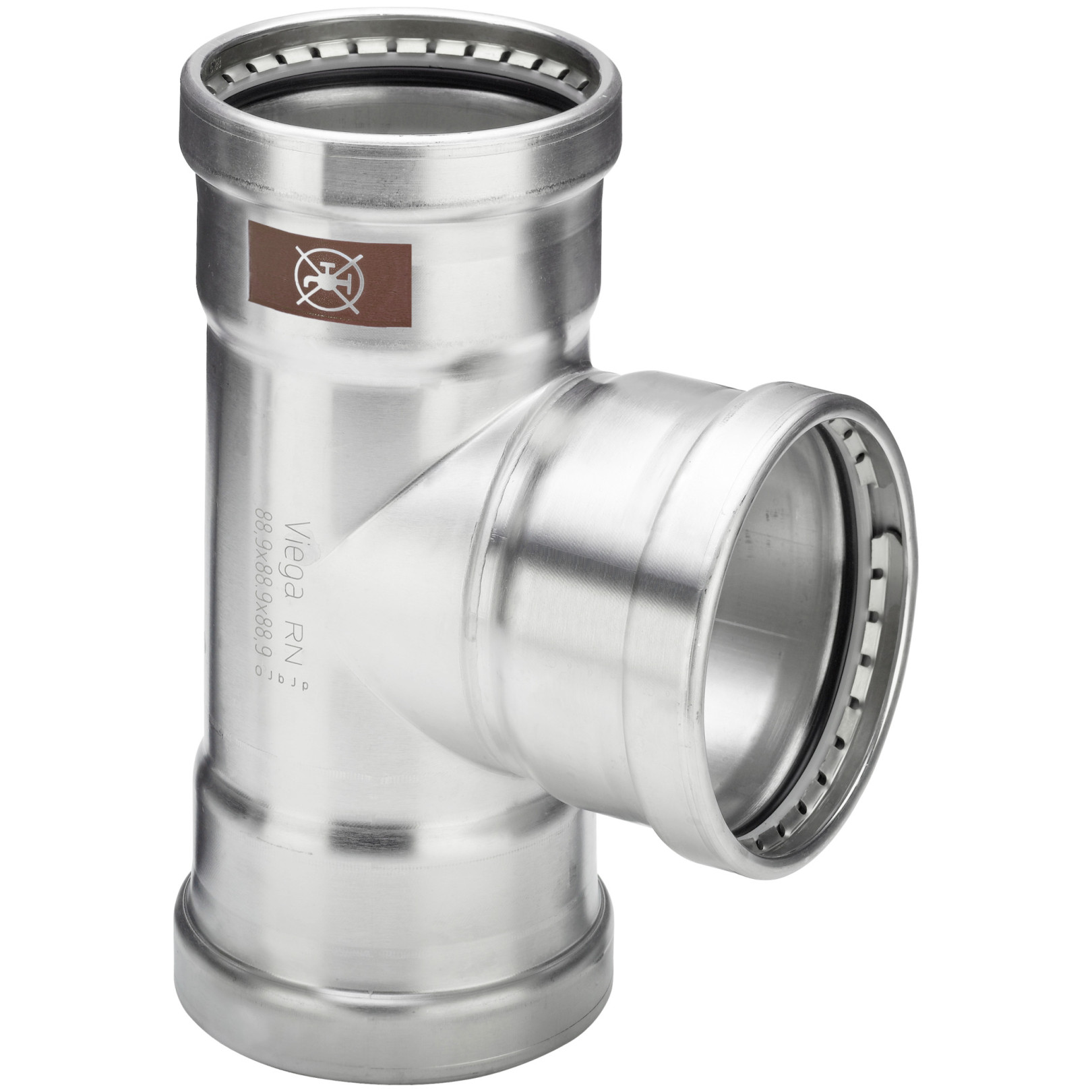 Viega T-Stück Temponox XL 1718XL Edelstahl Pressfitting SC-Contur EPDM 88,9x76,1x88,9mm 810771