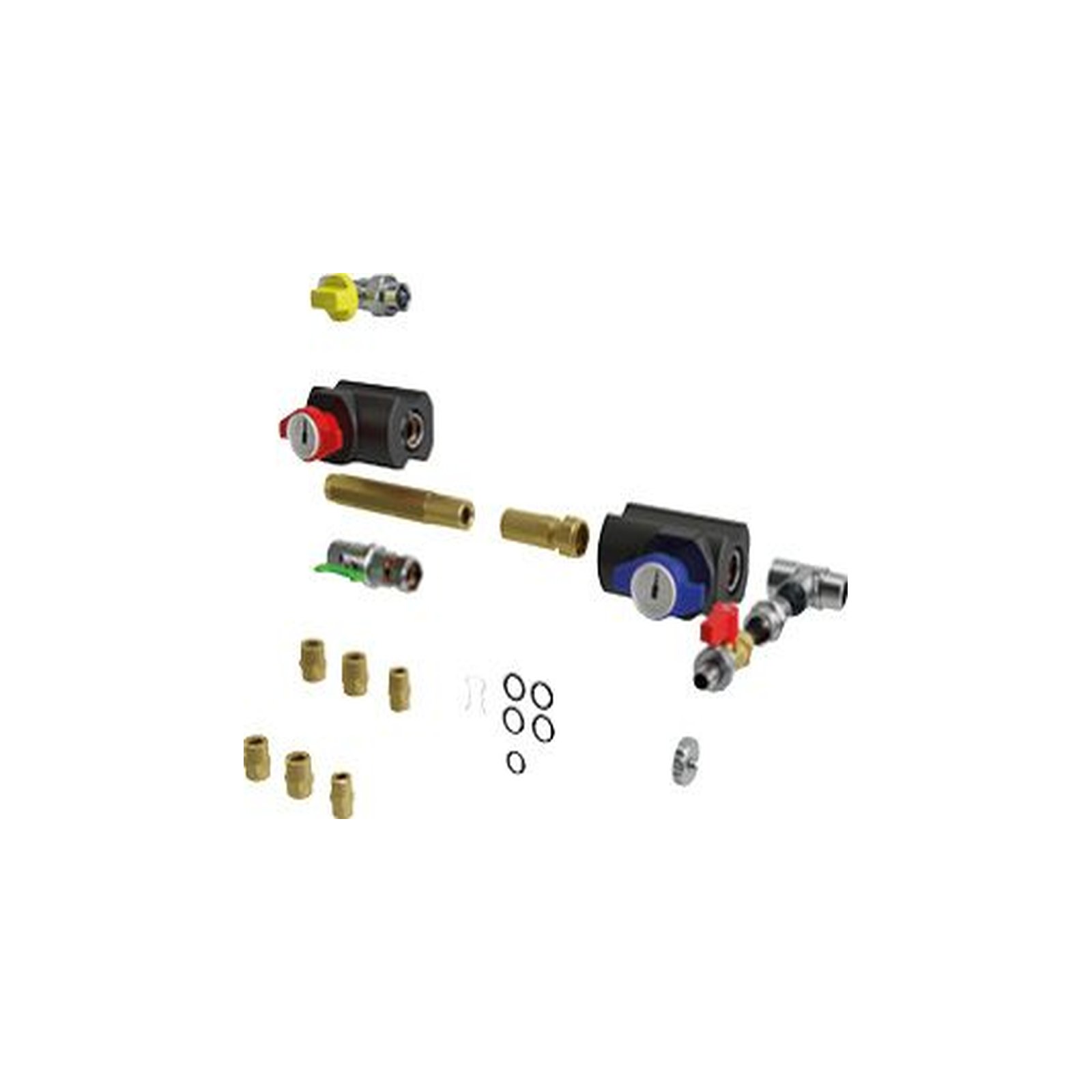 Bosch Servicepaket Anschlussset Absperrhähne CS 28-1 2 Wartungshähne R 3/4 Gashahn 1/2 T-Stück Entleerhahn Trinkwasserabsperrhahn 7738112832