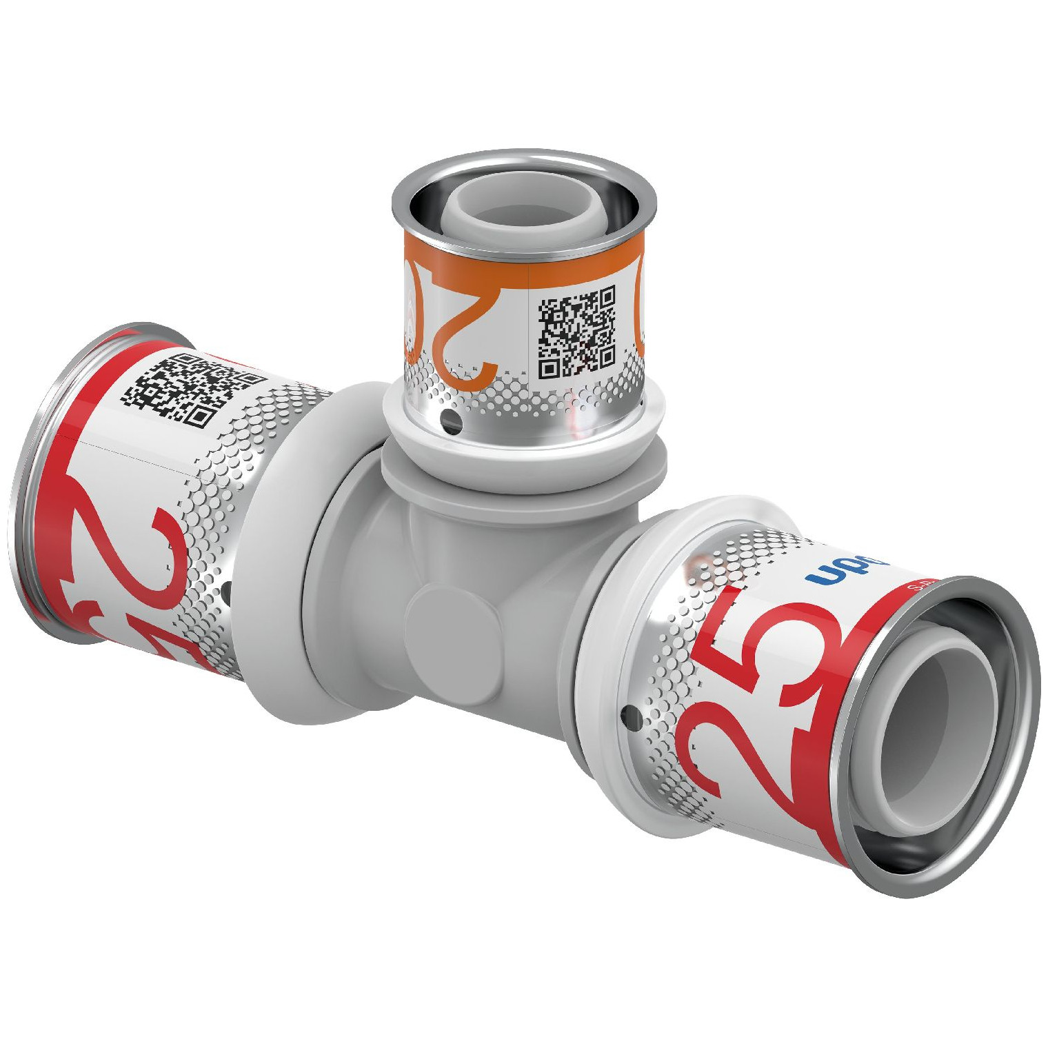 Uponor Verbundrohr Fitting S-Press PLUS T-Stück reduziert PPSU 25-20-25 Edelstahl Presshülse 1039957