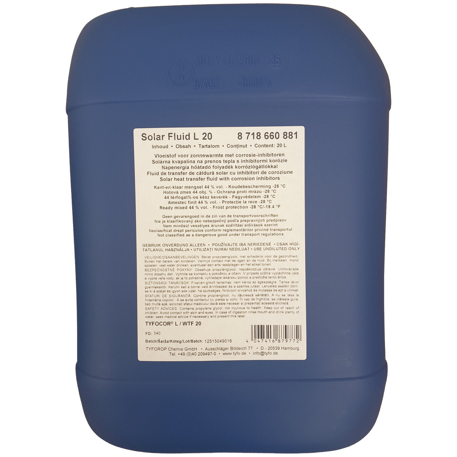 Buderus Solarflüssigkeit L10 10 Liter Wärmeträgerfluid Frostschutz -30 Grad Propylenglykol 8718660880