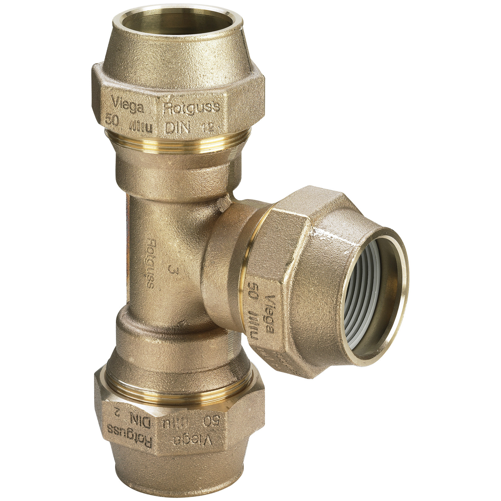 Viega T-Stück 9051 277932 Rotguss 50mm gleichseitig Mehrkant Form-VerbindungsStück 4015211277932