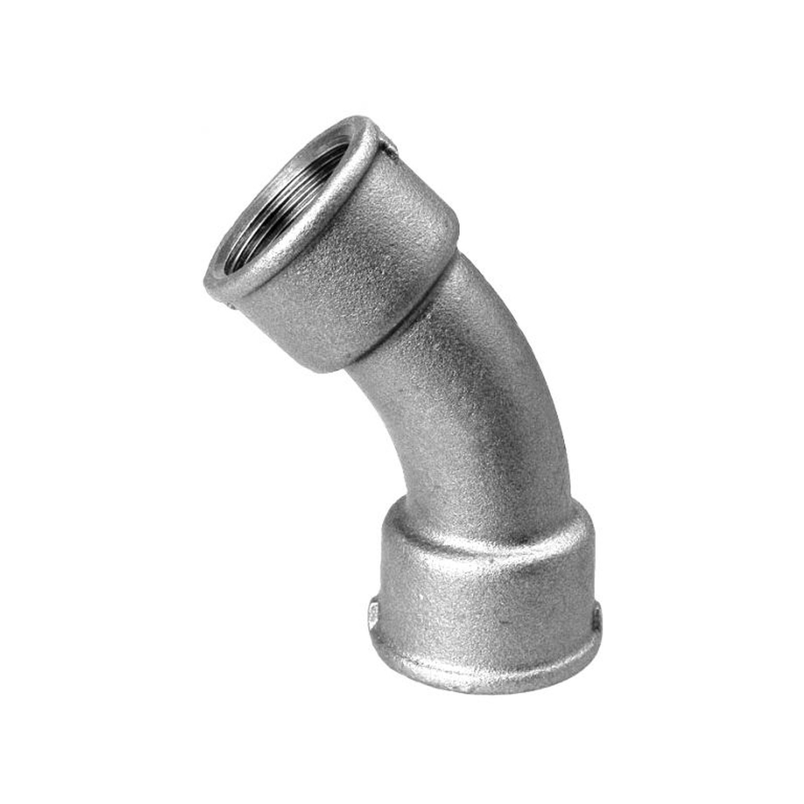 Hermann Schmidt Temperguss Bogen DN 32 1 1/4 Zoll 45 Grad Innengewinde verzinkt 13041032