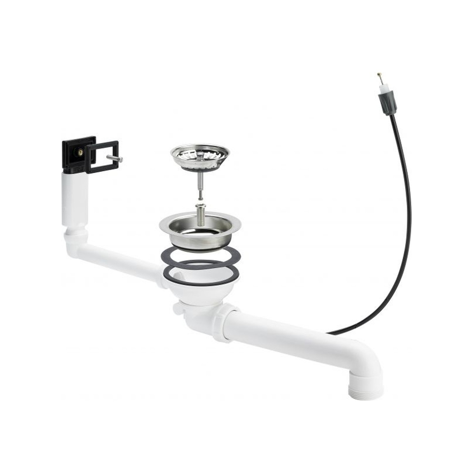 Viega Ablaufventilset 7139.161 Bowdenzugmechanik Kunststoff weiß Edelstahl Siebventil Überlaufdichtung 678562