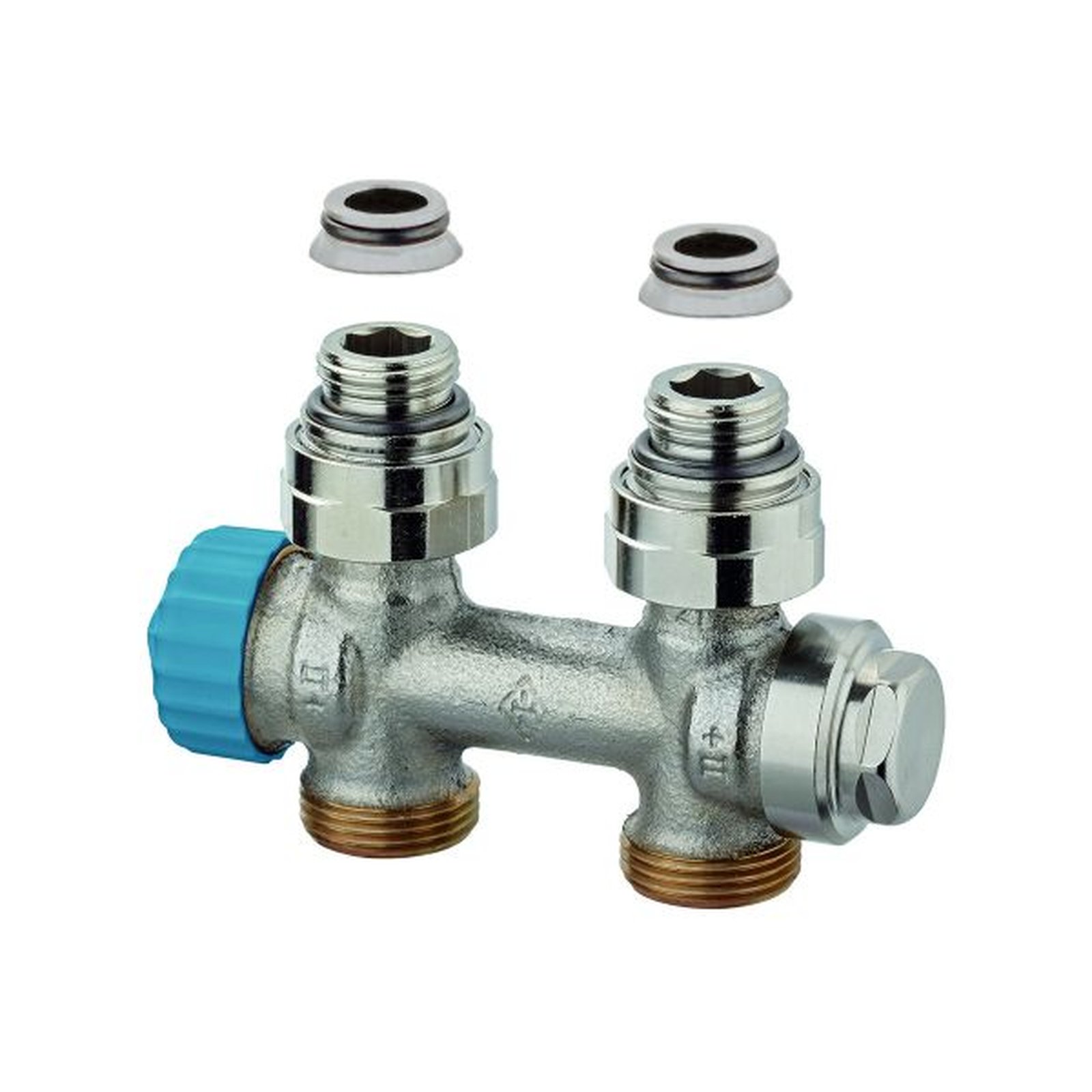 Heimeier Thermostatventil Multilux Einrohrsystem Durchgang DN15 50 mm Rotguss vernickelt 3854-02.000