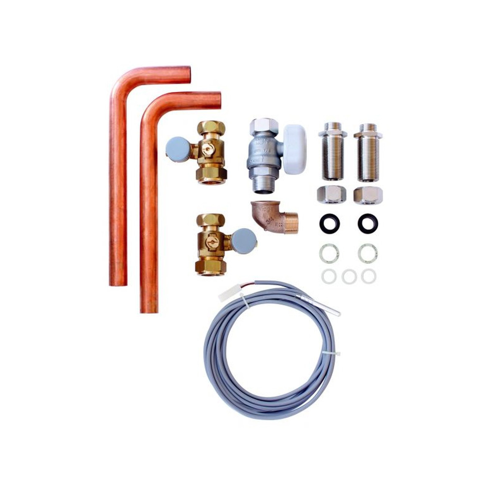 Vaillant VC-Speichernachrüstsatz AP/UP Speicherfühler heizungsseitige Verrohrung 22x1.5 mm Wartungshähne Gashahn R 3/4 Quetschverschraubung 0020201898