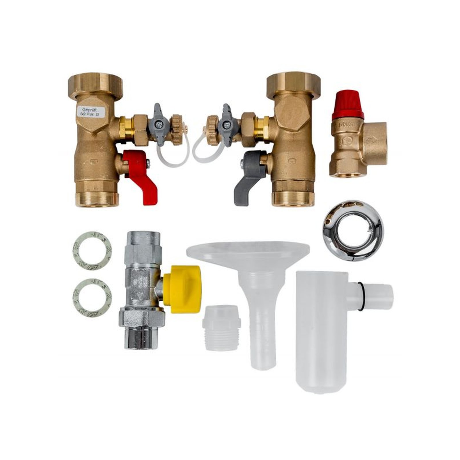 Wolf Anschluss-Set Aufputz CGB-2-38/55 Heizkreis Gaskugelhahn Sicherheitsventil Ablauftrichter 8616330