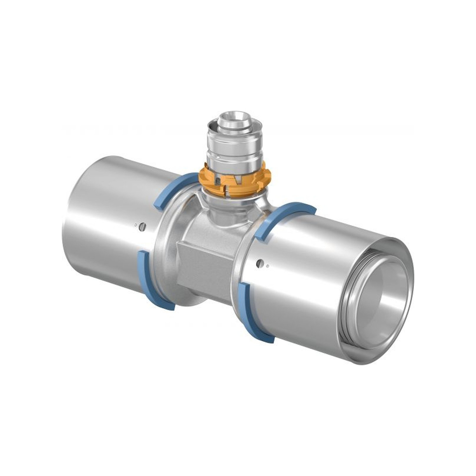 Uponor S-Press T-Stück reduziert 40-32-40 Pressmuffe PPSU Messing verzinnt Edelstahlpresshülse DVGW 1046920