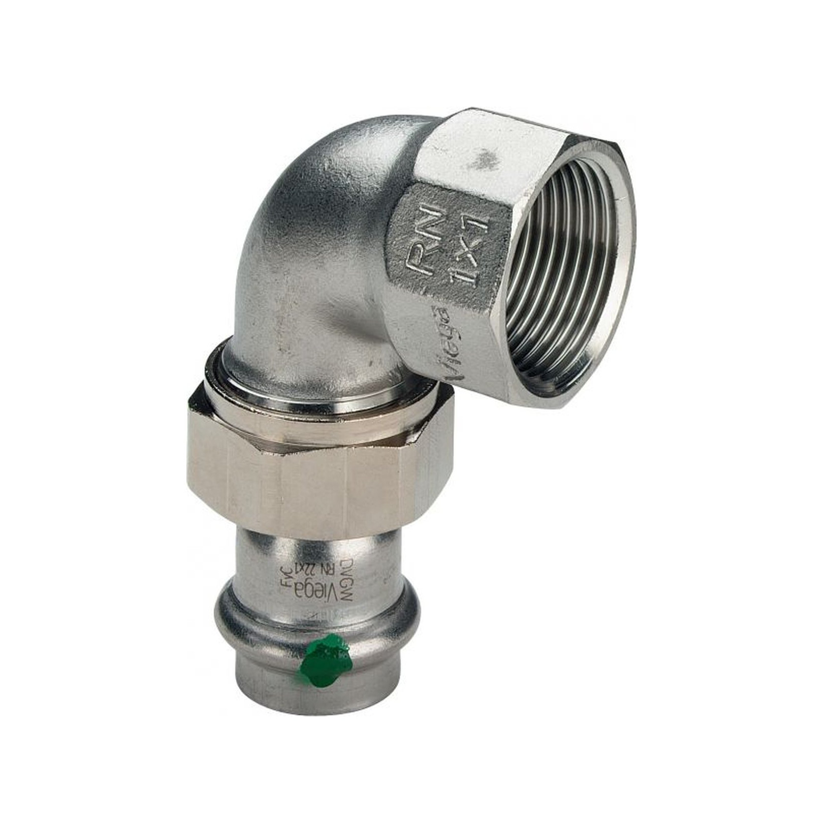 Viega Sanpress Inox 2355 Winkelverschraubung 15x1-2 IG flachdichtend Edelstahl 437299