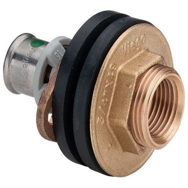 Viega Rotguss-Wanddurchführung Sanfix-P 2132.31 16x1-2IGx3-4AGx30mm SC-Contur Verdrehsicherung 310752