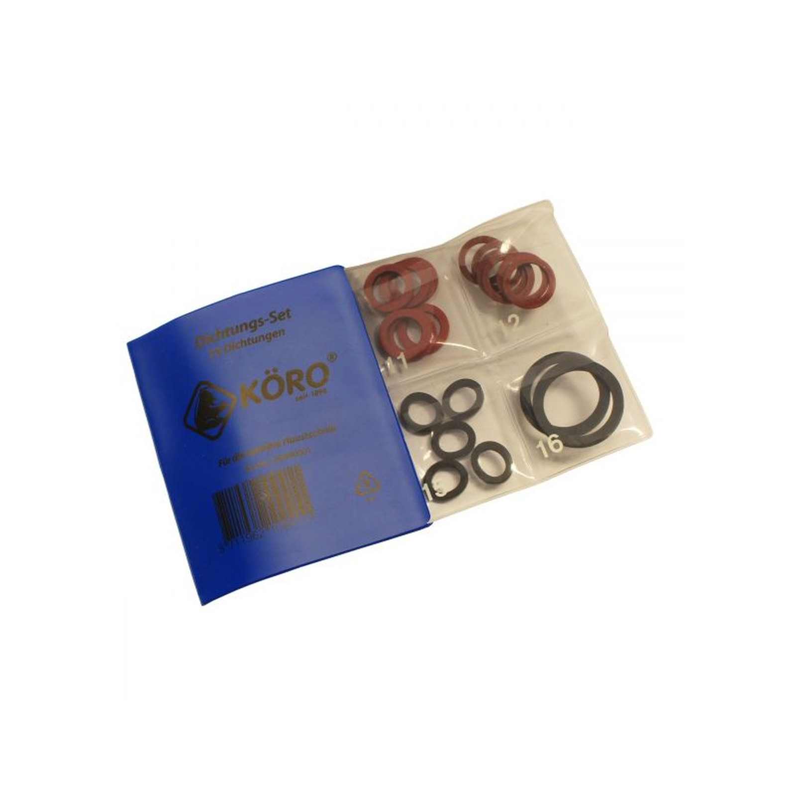 Köro Sortiment Blaue Mappe 75 Hahnscheiben Fiber GU-Ringe 150990001