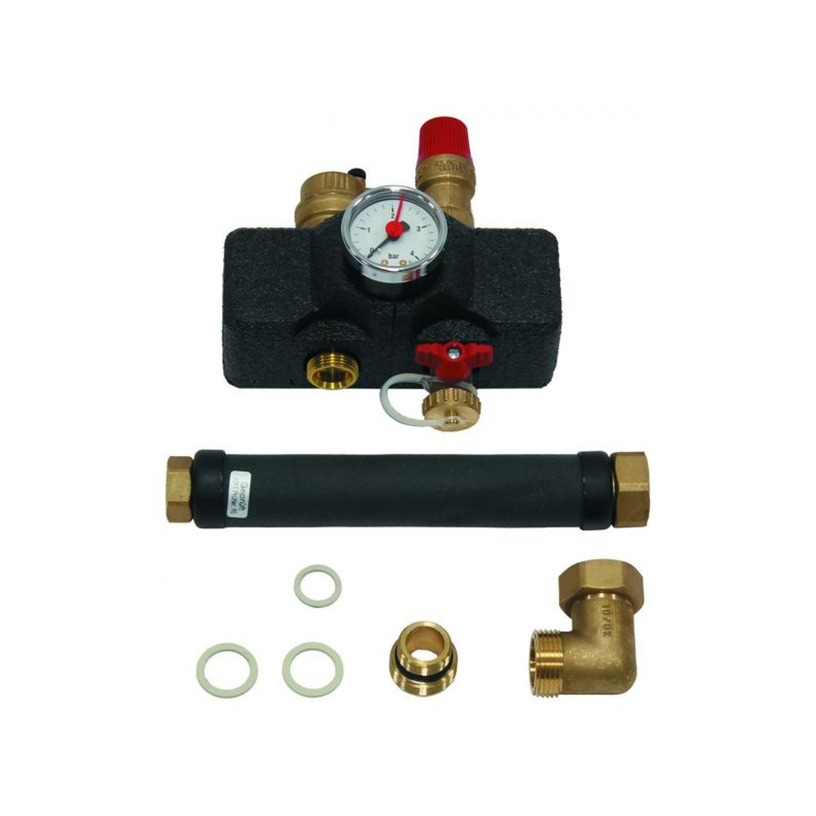 Vaillant Kesselsicherheitsgruppe Rp 1/2 komplett vormontiert Sicherheitsventil 3 bar Manometer Schnellentlüfter 307591