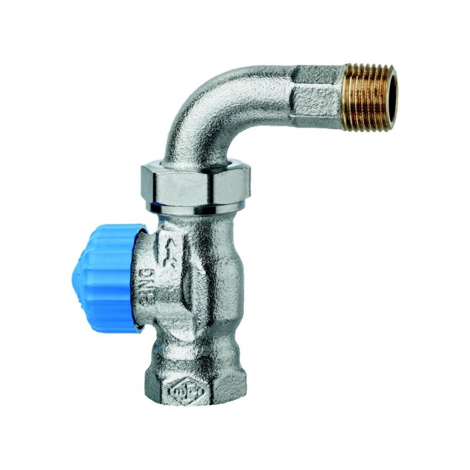 IMI Heimeier Thermostat-Ventilunterteil 2244-02.000 1-2 Zoll Rotguss vernickelt Bogenverschraubung