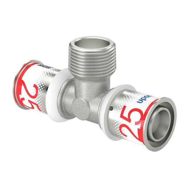 Uponor Fitting S-Press PLUS T-Stück 25-R3-4MT-25 Edelstahl Presshülse Aussengewinde 1070593
