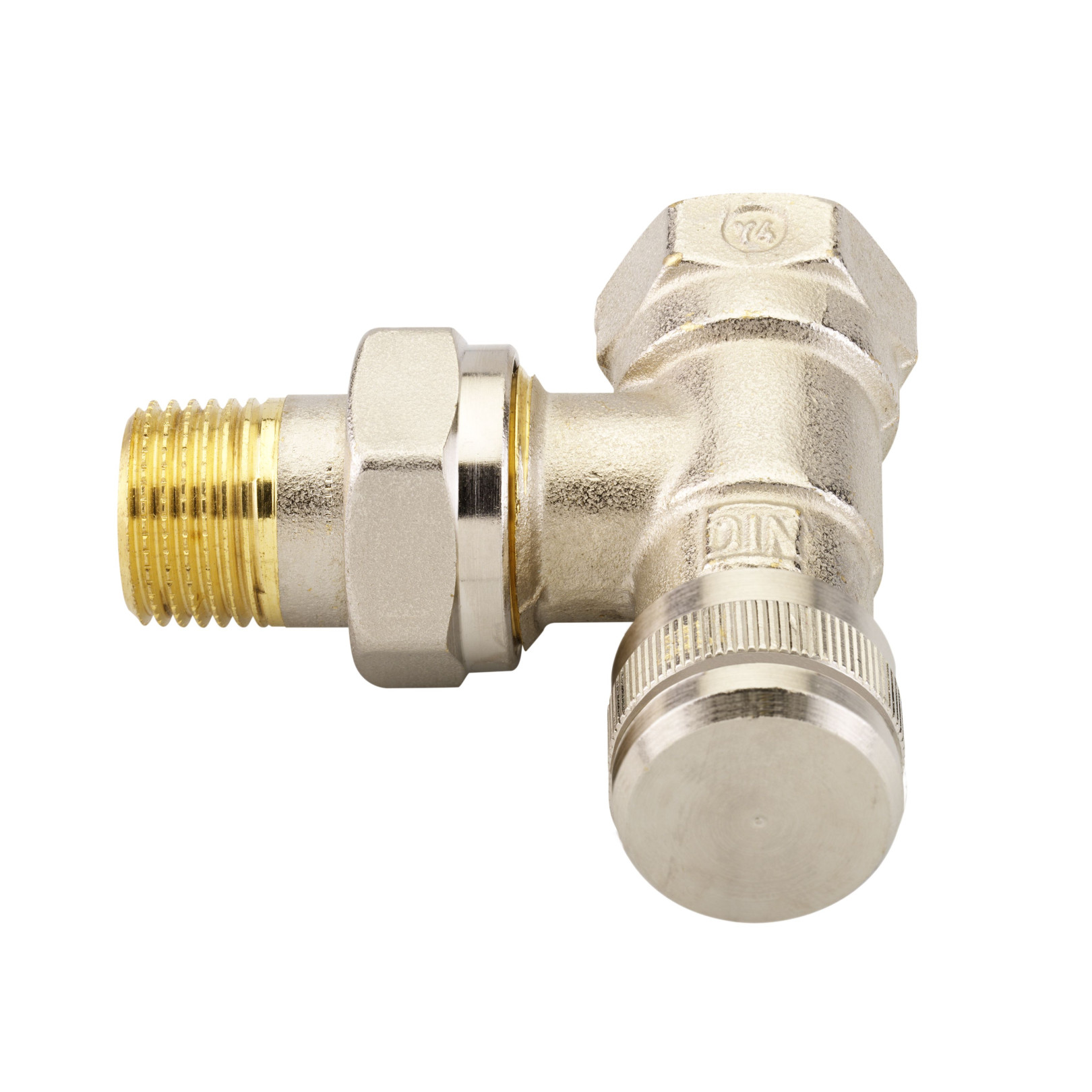 Danfoss Rücklaufverschraubung RLV 15 Eckform 1/2 Zoll absperrbar regulierbar Messing vernickelt 003L0143