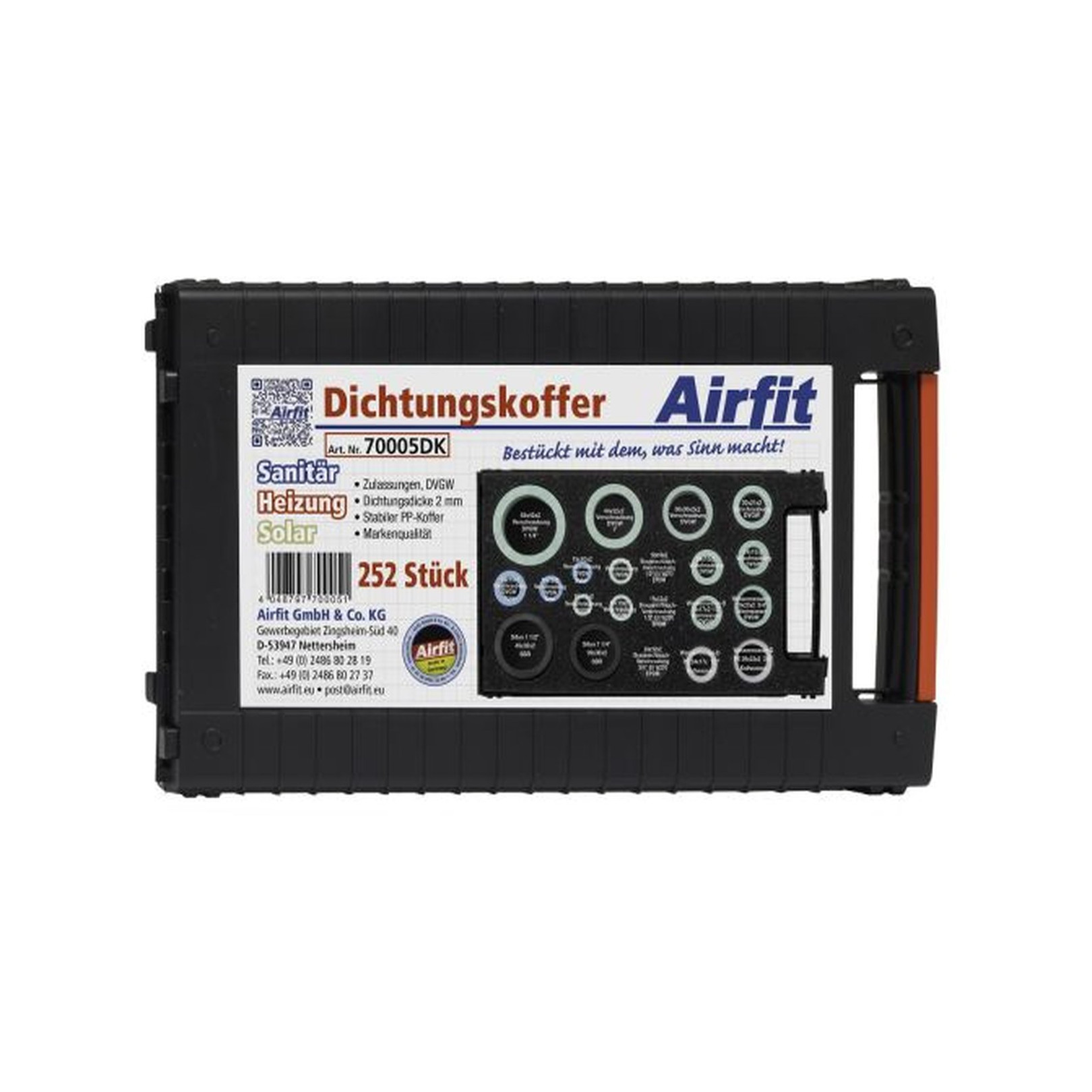 Airfit Dichtungskoffer Sanitär Heizung Solar Universal 252-teilig DVGW KTW geprüft 70005DK