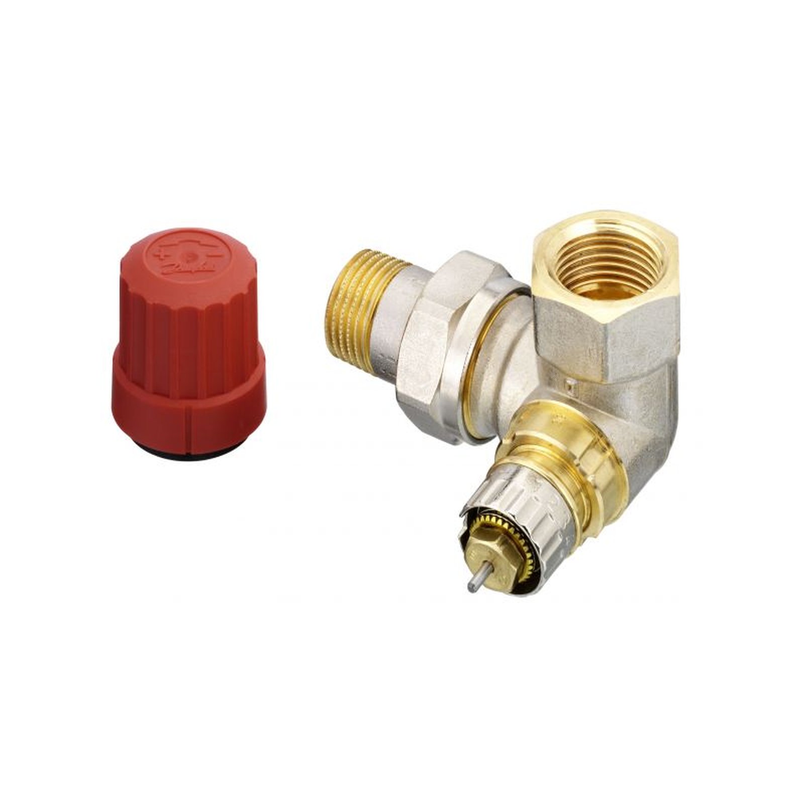 Danfoss Ventilunterteil RA-N 15 Winkeleck links R 1/2 voreinstellbar Messing vernickelt 013G0234