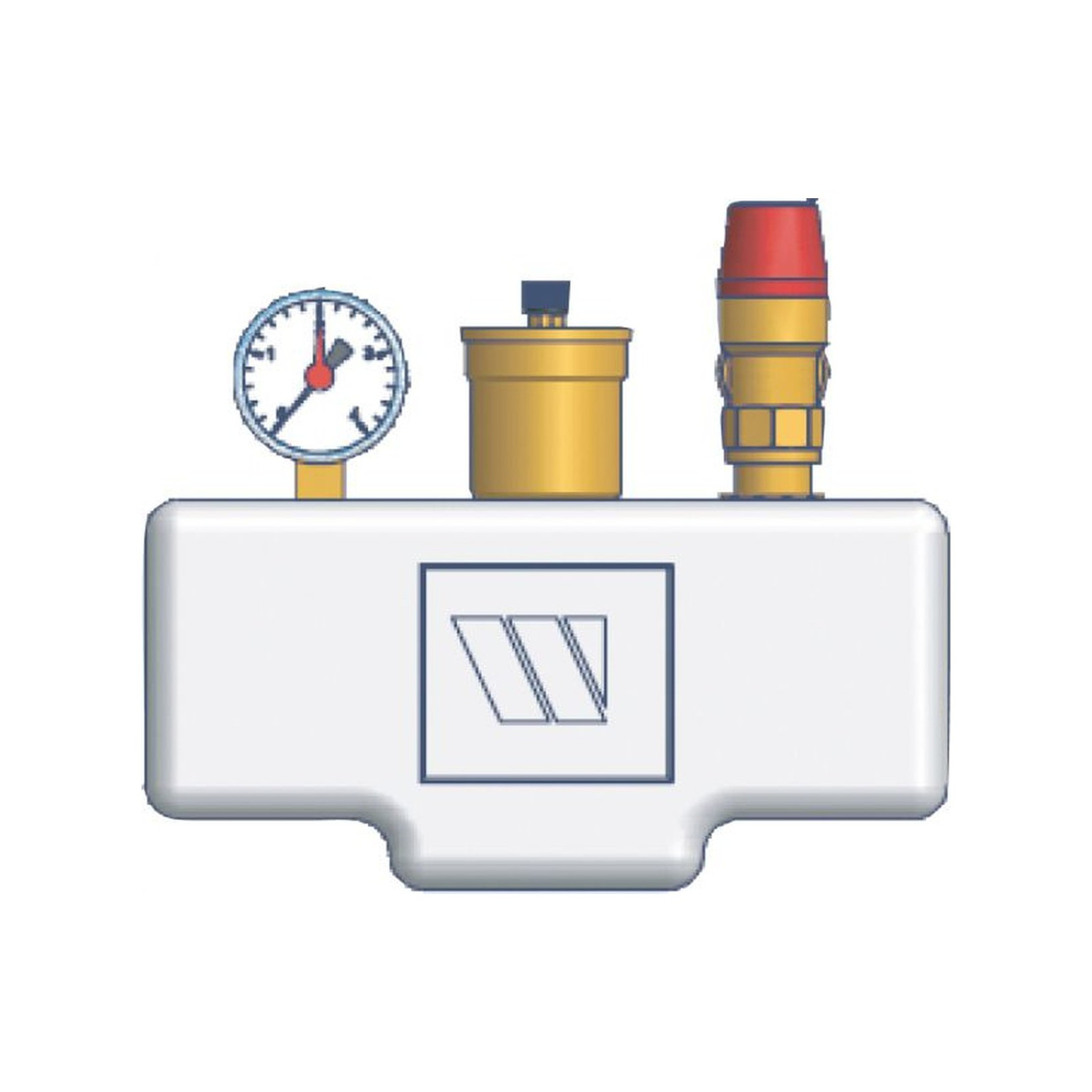 Bosch Kesselsicherheitsgruppe KSG 1 Zoll Manometer Entlüfter Sicherheitsventil Wärmedämmschale 7719003078