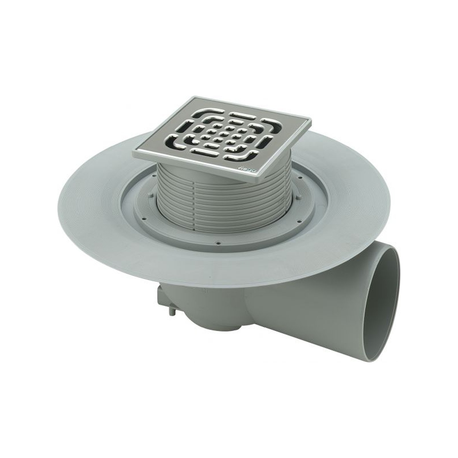 Viega Bodenablauf Advantix 4955.1 DN 70 waagerecht Edelstahlrost höhenverstellbar 150x150 mm 557164