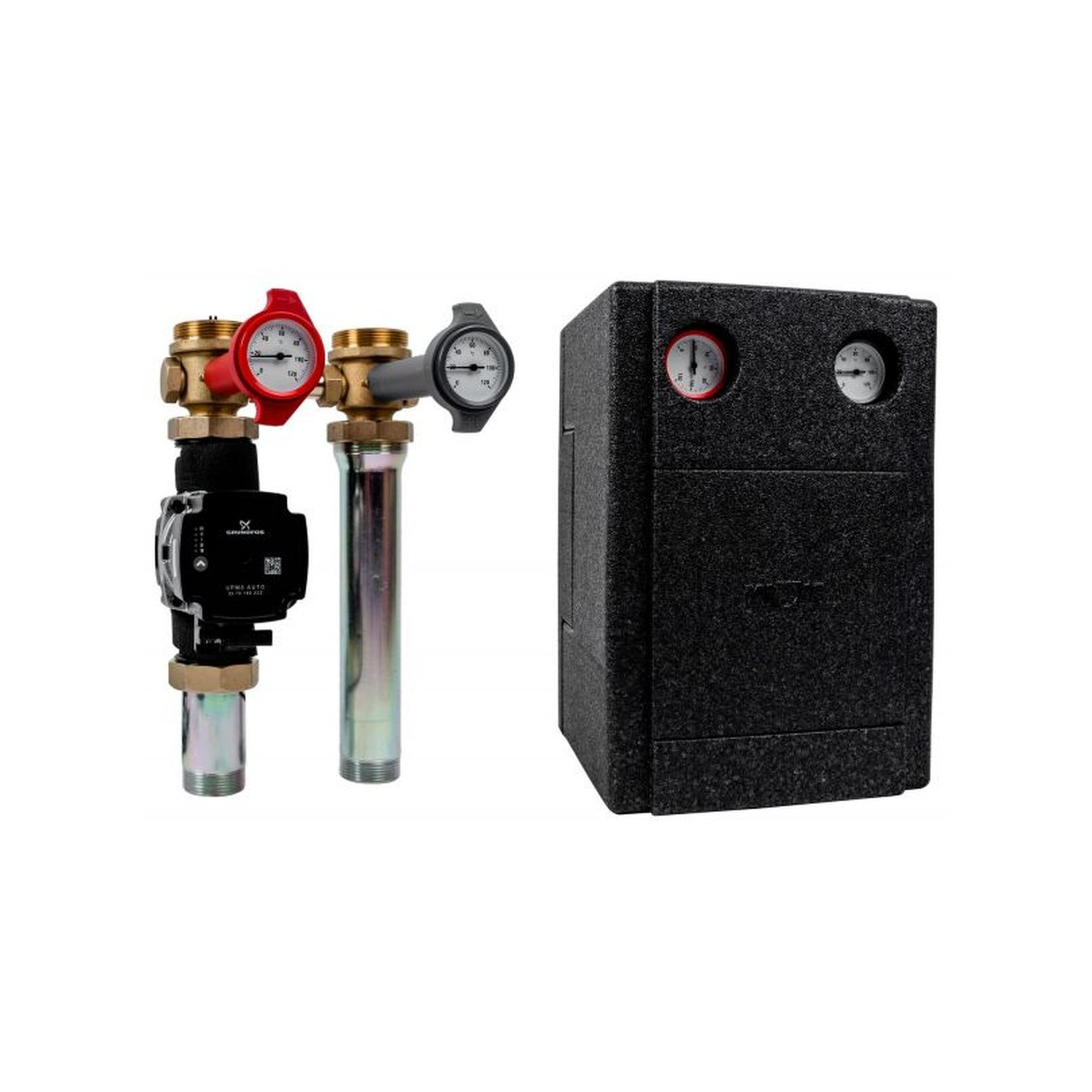 Wolf Verrohrungsgruppe Heizkreis DN25-60 Hocheffizienzpumpe selbstregelnd Kugelhähne Thermometer 2072135