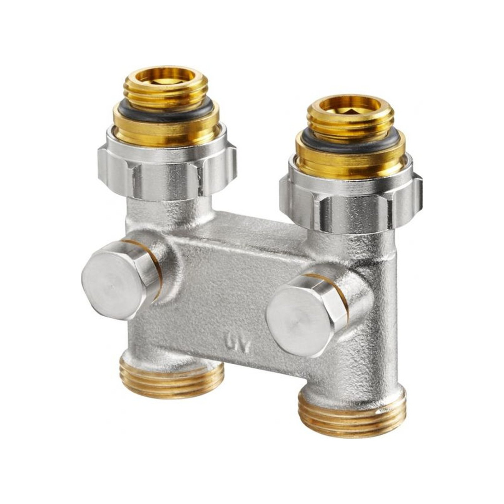 Oventrop Umlenkstück Absperrung Durchgangsform 50 mm 1/2 AG x 3/4 AG Messing vernickelt 1016363