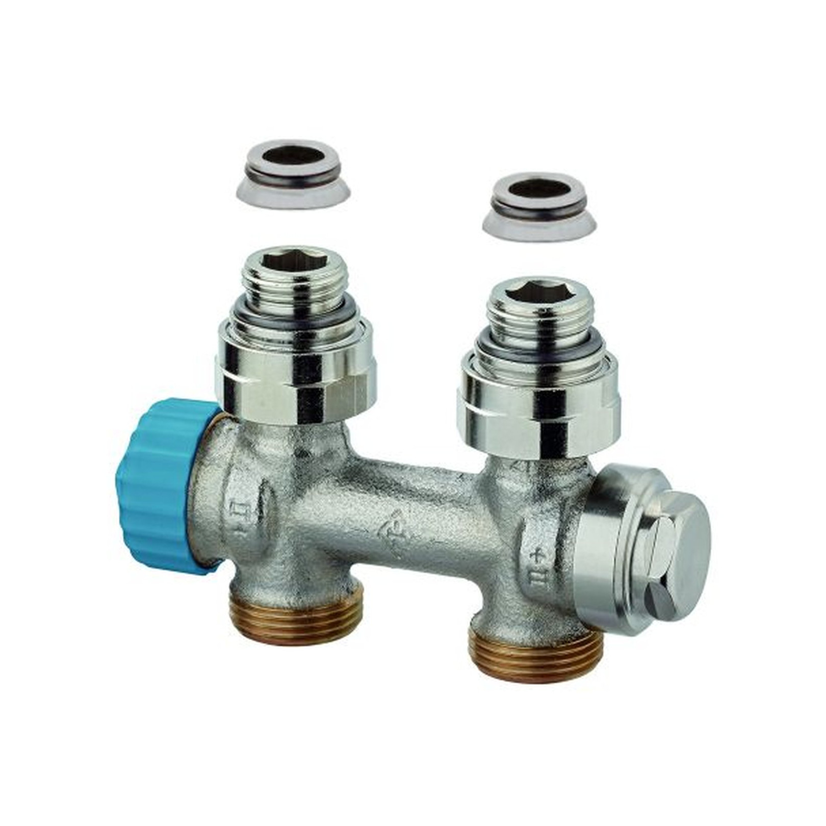 Heimeier Thermostatventil Multilux Einrohrsystem Durchgang DN15 50 mm Rotguss vernickelt 3854-02.000