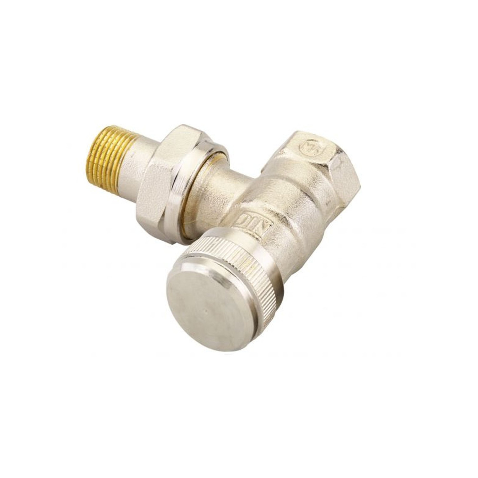 Danfoss Rücklaufverschraubung RLV 10 Eck DN10 3/8 Zoll vernickelt Entleerung 003L0141