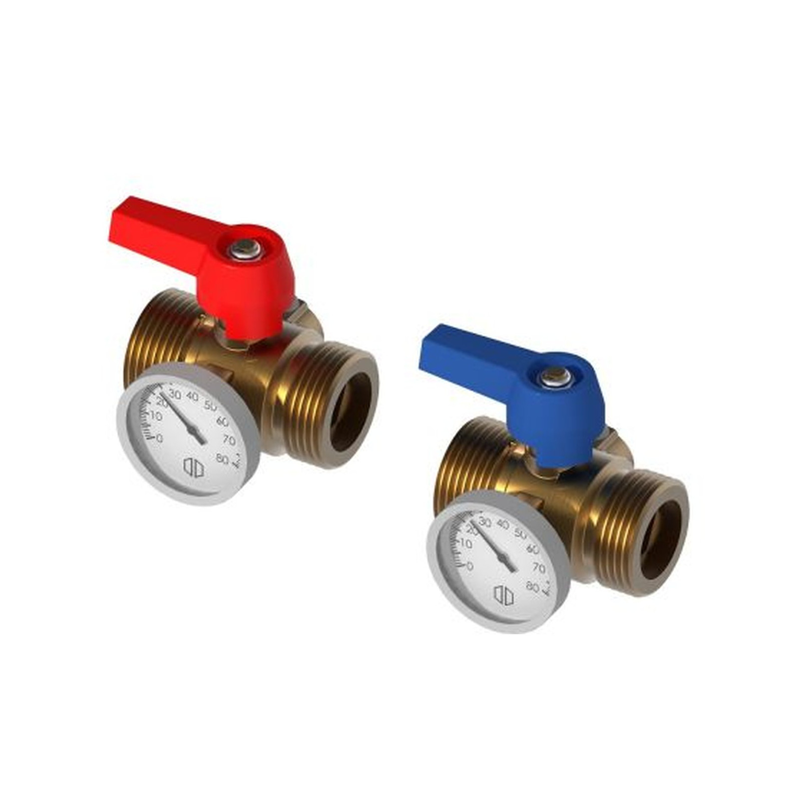 Roth Kugelhahnset 1 Zoll vernickelt Thermometer 1135010081