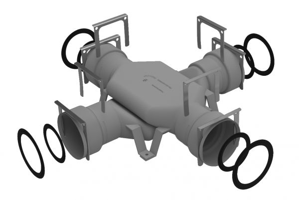 Zehnder Kreuzungsstück ComfoFit DN75 DN90 ComfoTube 75 90 grau Dichtung HDPE 990322155