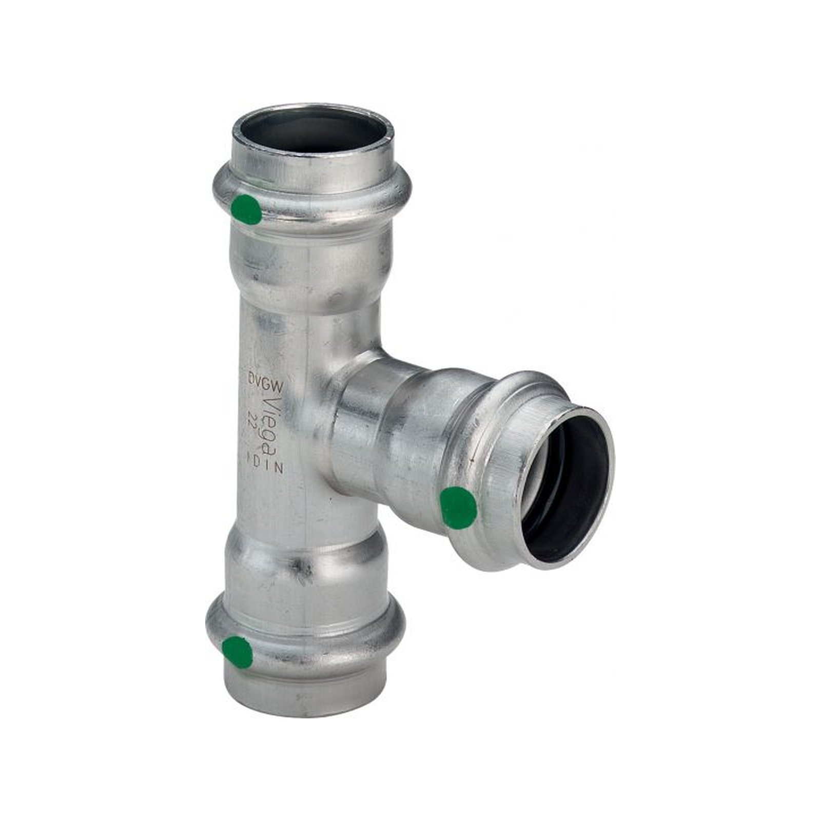 Viega T-Stück Sanpress Inox 2318 54x35x54mm Stahl nichtrostend SC-Contur EPDM 436063